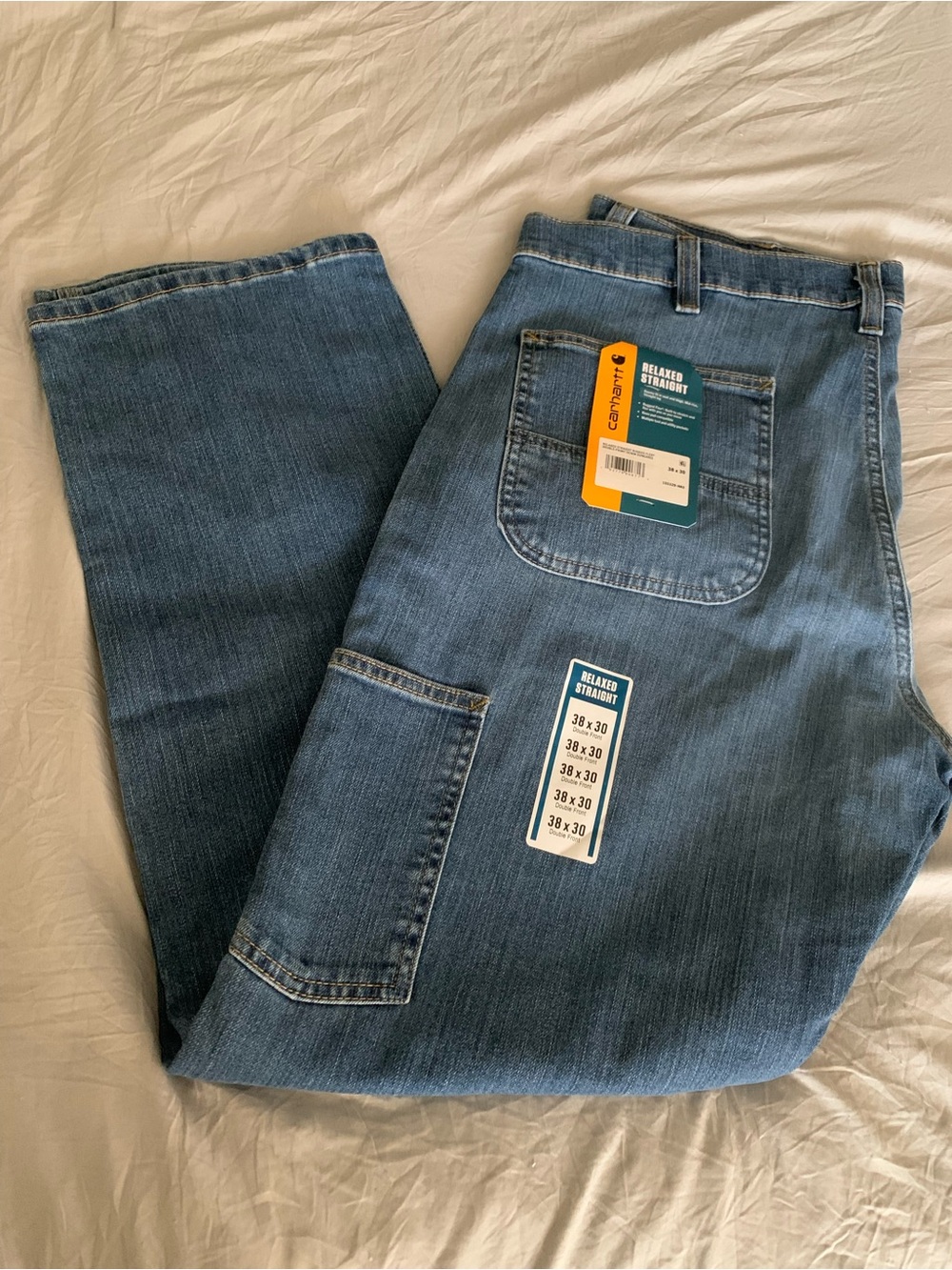 Carhartt Relaxed Straight Light Blue Denim Work Jeans